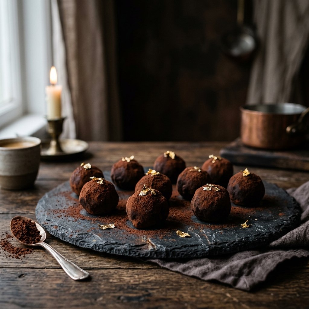 Fresh berries and dark chocolate truffles
